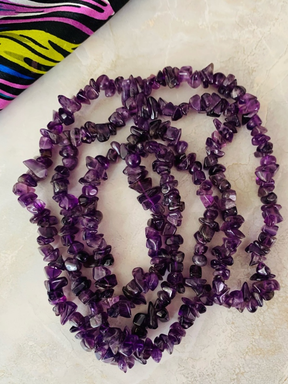 Amethyst Chip Bead Necklace - Purple Gemstone Jewelry